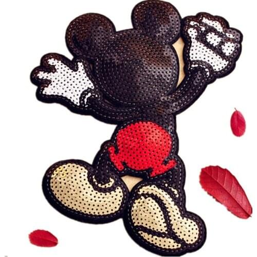 10pcs Embroidered Cartoon Mouse Sequins Stick Fashion Clothes Sweaters Embroidery Patches Garment Accessories BTSZ013