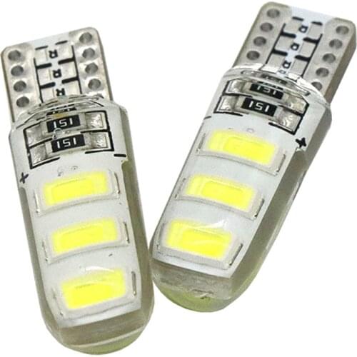 100pcs T10 W5W 194 168 5630 5730 6SMD Silica gel Car Blub Auto Parking Reading Interior Dome Map Light White 6000K 12V wholesale