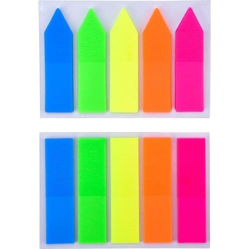 2 Sets Page Marker Page Index Tabs Fluorescent Sticky Note for Page Markers, 250 Pieces