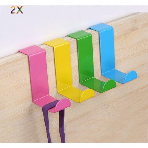 2pcs Back Door Hook Houseware Clothes Robe Hooks Stainless Steel Hanger