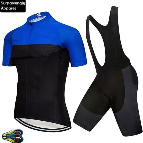 2019 BLUE Custom Cycling Team Clothing Quick Dry Mens Bicycle Wear Summer Cycling Jerseys 20D Gel Pad Bike Shorts Set