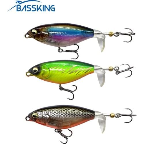 BASSKING 3Pcs Floating Pencil Bait 85mm 10.8g Propeller Rotating Tail Fishing Lure Artificial Bait Pesca Whopper Popper Swimbait