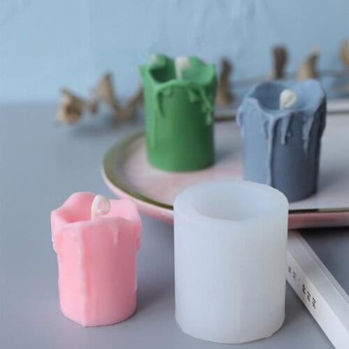 3D Candle Mold Silicone Glue Clay Soap Mould Making Supplies DIY Chocolate Fondant Cake Decoration Baking Tool White/Pink