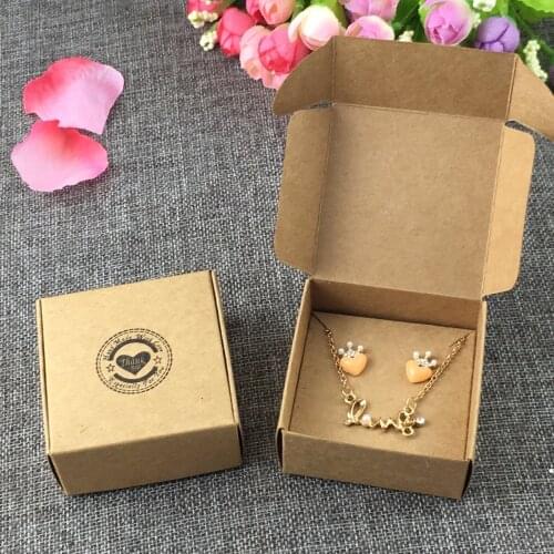 50sets 6.5x6.5x3cm kraft New fashion paper box Printed on love "Thank You" Jewelry display case accept custom logo retro classic