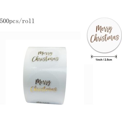 500pcs Round Clear Merry Christmas Stickers Thank You Card Box Package Label Sealing Stickers Wedding Decor Stationery