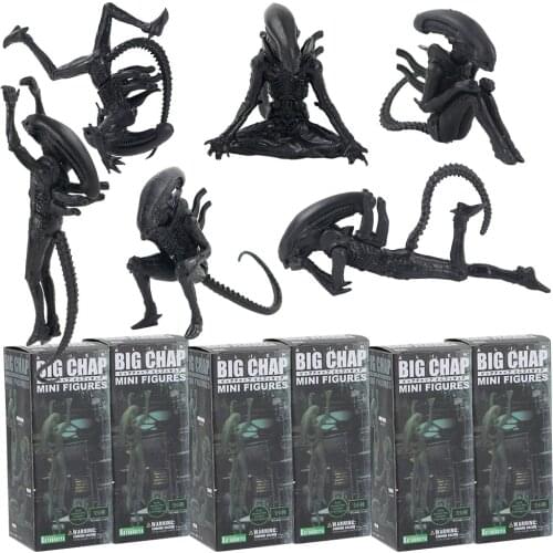 6pcs/set Alien Figure Big Chap Kotobukiya Alien Daily Life Hang Down Squat Daydream Yoga Relax Headspin PVC Action Figures Gifts