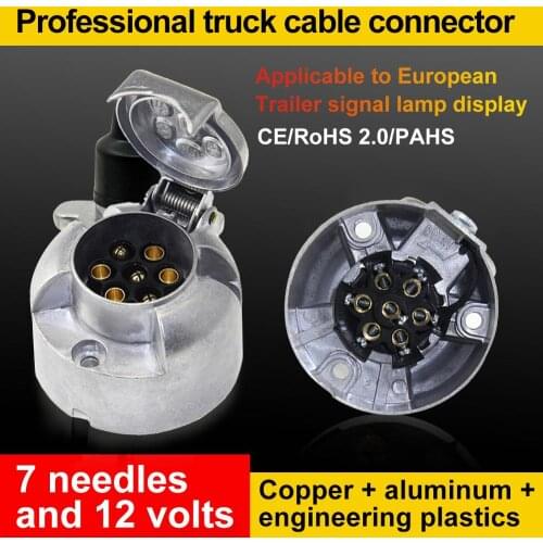 7-Pin Trailer Plug Socket Aluminum Round Trailer Connector Truck Cable Connector Accessoires Truck Trailer Coupling Hitch Lock