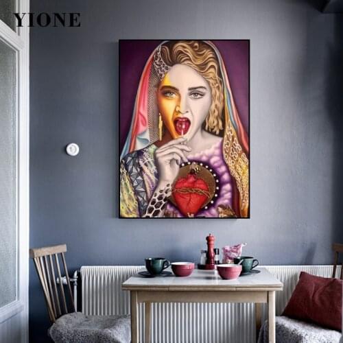 Abstract Art Woman Bee Candy Heart Canvas Print Painting Custom Figure Singer Music Star Wall Picture Poster for Living Room