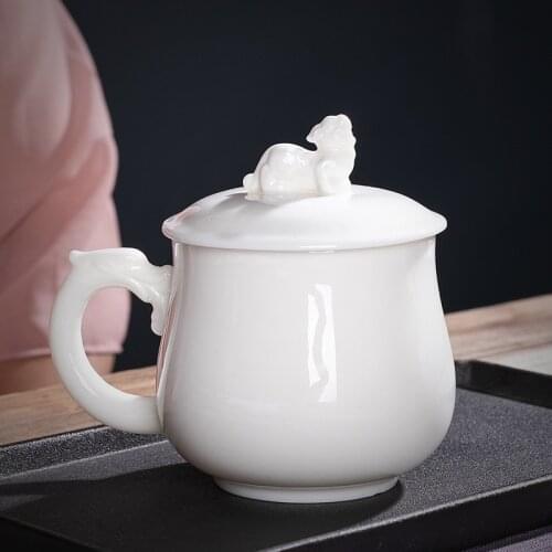 White porcelain, sheep fat, jade, porcelain, office cup, bamboo, individual cup, meeting, tea cup