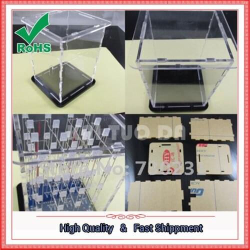 Free Shipping Transparent Acrylic Cube Shell For 4x4x4 3D LightSquared 2*5*7MM LED Cube