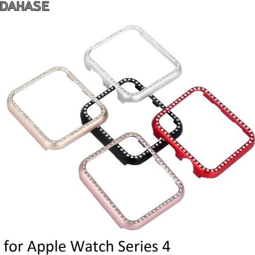 Bling Women Cover For Apple Watch Diamond Case 44mm/40mm Series 4 Aluminum Alloy Frame Bumper For iWatch Shell
