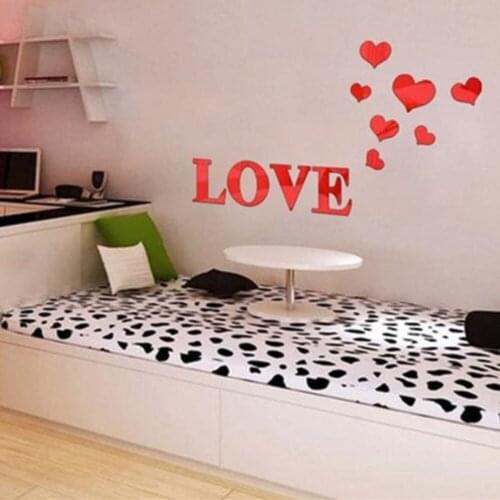 DIY Love Letter Heart Pattern Background Decorative Mirror Crystal Wall Decoration Living Room Mural Wall Home Decoration