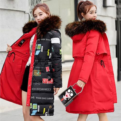 Double-sided Wear Long Parkas Korea Fashion Womens Winter Jackets Hooded Warm Thick Cotton Coats Female Outwear Plus Size D243