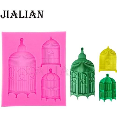 Cooking tools Birdcage Design cage Fondant Silicone Cake Molds Soap Chocolate Mould baking Bakeware mold T0584