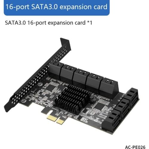 16 Ports PCIE Riser Card PCIE X1 to SATA3.0 6Gb/S SATA Adapter Card Expansion Card for Hard Drive for BTC Miner Mining