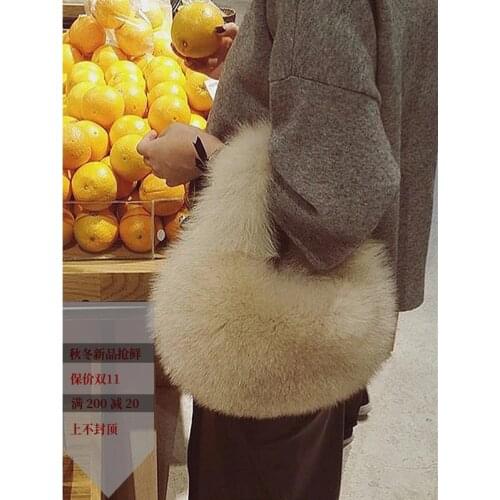 2020 Fxfurs Fashion New Imported Fox Socialite Style Clutch Hand Holding Clutch Fur Furry Bag Womens Autumn and Winter