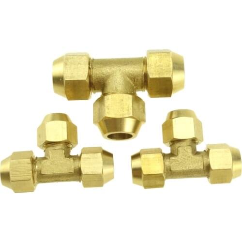 Brass Pipe Fitting 45 Degree Flare Fitting Union Tee Connector 6mm 8mm 10mm 12mm 16mm