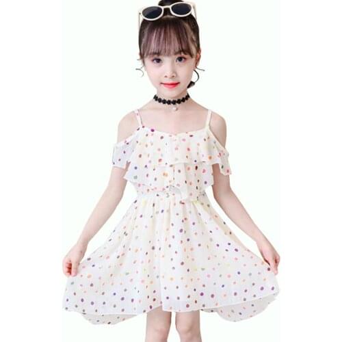 Summer Dress For Girls Cute Style Girls Mesh Dresses Dot Pattern Children Dress Teenage Costume Girl 6 8 10 12 14
