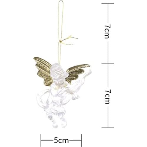 Hot Sale Christmas Transparent Angel Pendant Mini Acrylic Angel Hanging Ornaments Christmas Decorations Window Scene Arrangement