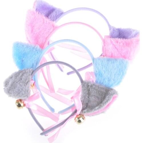 Fashion Cosplay Anime Costume Cat Fox Ears Bell Hair Clip Head Hoop Party Gift