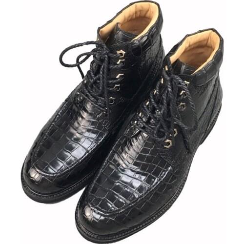 SIPRIKS Mens Ankle Boots Real Black Crocodile Skin Shoes Luxury Italian Handmade Male Cowboy Boot Alligator Leather Casual 44