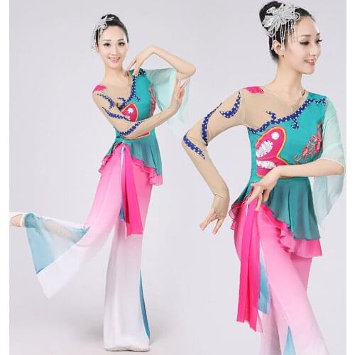 New classical dance costumes female elegant fan dance square dance costume suit adult dance Yangge clothing