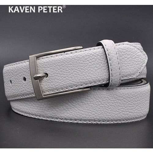 White Male Cloth Waist Belt Fashion Belt For Jeans Business Casual Dress Suit Stylish Pebble Grain White Belt Holes FreeShipping
