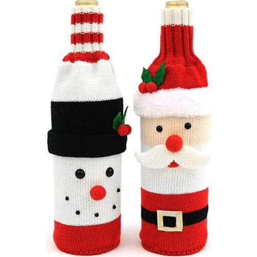 Christmas Ornament Santa Claus Snowman Wine Bag Christmas Red Wine Bottle Set Home Party Ornament Table Decoration