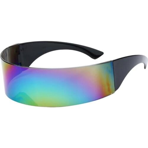 UV400 Futuristic Cyclops Monoblock Shield Mirrored Sunglasses Ladies Mens Wrap Sunglasses One Piece Shades Costume Party
