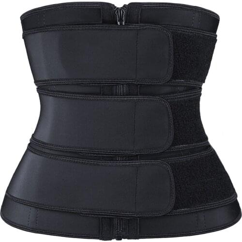 Three Belts Waist Trainer Corset Shaper Underbust Bustier Triple Belt Slimming Cincher Girdle Latex Korset Zip Up Gorset Korse