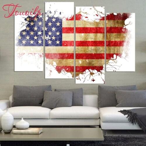 TOUOILP 4pcs,Full Square&round 5D Diamond Painting National flag Diamond Embroidery,Cross Stitch,Mosaic,sticker,home decoration