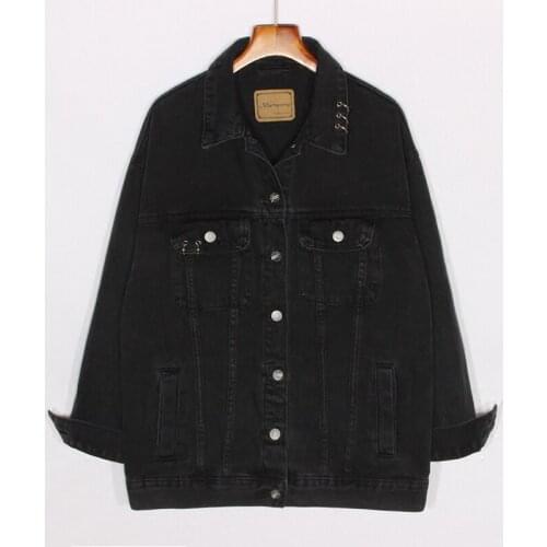 2021 Autumn New Plus Size Harajuku Black Denim Jacket Women Loose Jaqueta Feminina Casual Female Student Jean Jacket Ropa Mujer