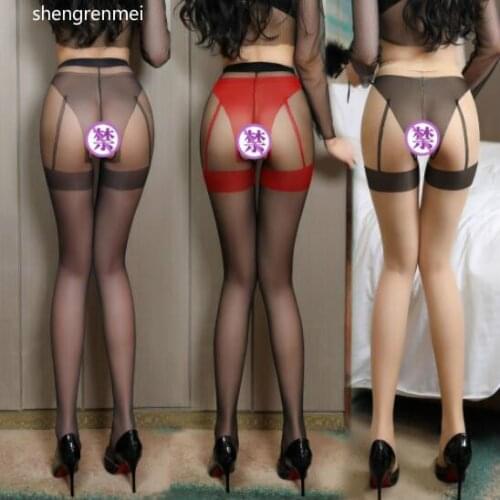 Shengrenmei 2019 New Sexy Crotchless Pantyhose Women Fake Garter Detail Tights 5Color Stockings High Waist Lingerie Dropshipping