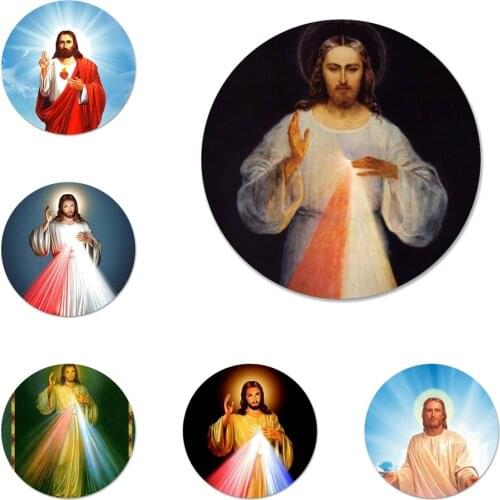 58mm Jesus Christ God bless You Icons Pins Badge Decoration Brooches Metal Badges For Clothes Backpack Decoration