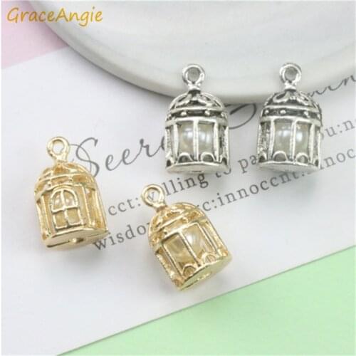 10pcs Bird Cage Shape Charms for jewelry accessories pearl beads pendant For necklace Bracelet Vintage Gift DIY Bohemia Earrings