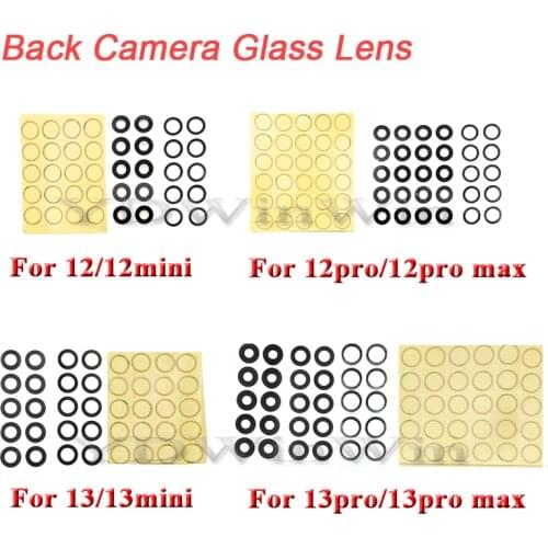 100sets/lot Rear Camera Lens Glass For iPhone 12 Pro Max Mini Back Glass Cover with 3M Sticker Adhesive Replacement Parts