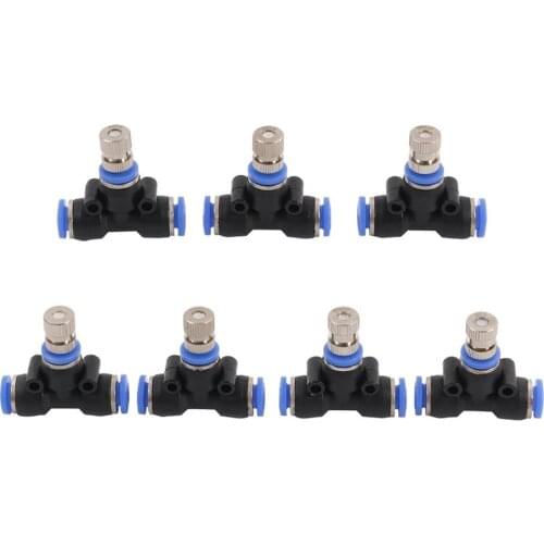 Low Pressure Misting Nozzles 0.1~0.6mm Orifice 6mm Tee Connector Garden Farm Greenhouse Irrigation Humidify Cooling Sprayer 6pcs