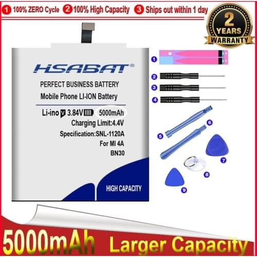HSABAT BN30 5000mAh Battery for Xiaomi Redmi 4A Redrice 4A Hongmi 4A free shipping within tracking number+free tools