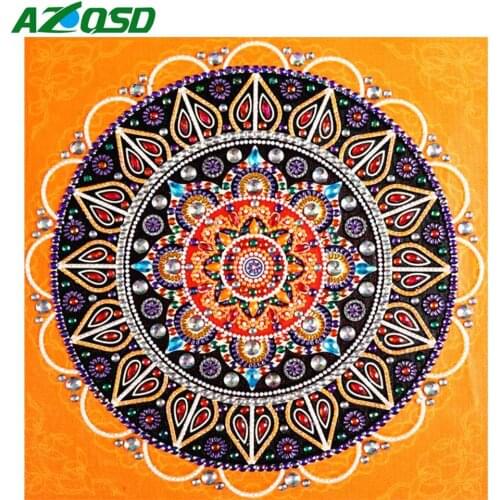 AZQSD Diamond Painting 5d Mandala Partial Special Shaped Round Drill Embroidery Flower Mosaic Wall Arts Gift Handmade Diy 30x30