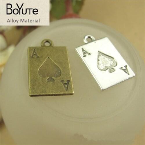 BoYuTe (50 Pieces/Lot) 17*12MM Antique Bronze Silver Zinc Alloy Poker A Charms for Jewelry Making fit Diy Necklace Bracelets
