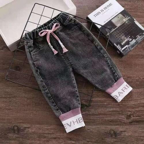 Girls' Jeans Fashionable Spring And Autumn New Style Foreign Childrens Flower Pants