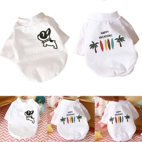 2 Style Dog Cat T Shirt Durable Chihuahua French Bulldog Summer Clothes Simple Cute Cat T-shirt Puppy Dog Accessory Cotton Cloth