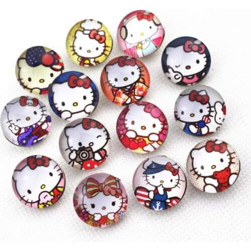 Hot selling Mix 10pcs/lot cute cartoon cat Snap Button pretty Glass Snap Buttons Fit bangle 18mm DIY Snap Bracelet Jewelry