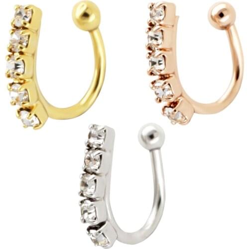 JHJT 1/3PCS 20G False nose Ring Earring Body Piercing Fake Septum Rings Studs Fake Nose Rings For Women Body Jewelry Clip