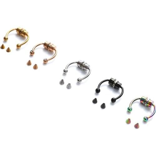 Nose Ring Reusable Alloy Fake Magnetic False Nose Ring Horseshoes Non Piercing Hoop Jewelry For Party Bar