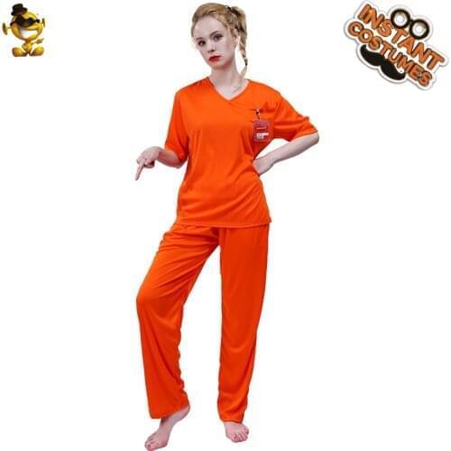 Adult Prisoner Clothes Costumes Dress Up Orange Prisoner Suits Cosplay Halloween Costumes Carnival Party