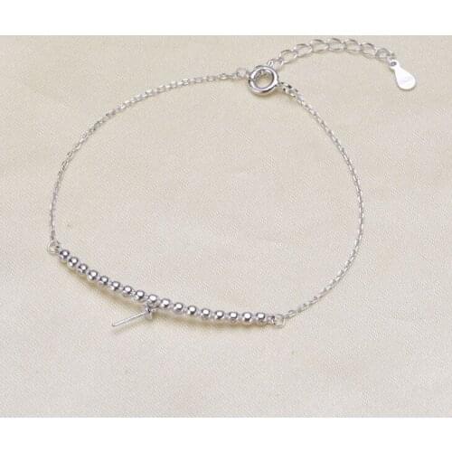 925 Sterling Silver Pearl Bracelet Mountings Fashion Bangle Findings Jewelry Parts Fittings Accessories, 3pcs/lot