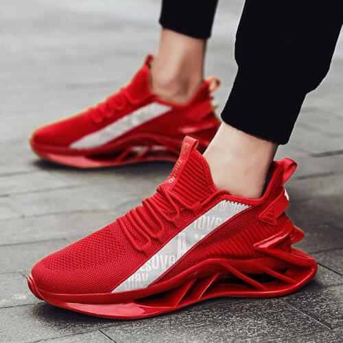 2021 Summer Red Mens Blade Sneakers Mesh Shoes Casual Man Large Size 46 Lightweight Trainers Shoes for Male zapatillas hombre