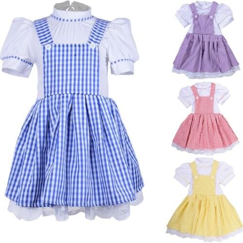Hot Kids Girls Halloween Party Wizard of OZ Luxurious Princess Dress Children Maid Cosplay Dress Costumes 7 Colors Available