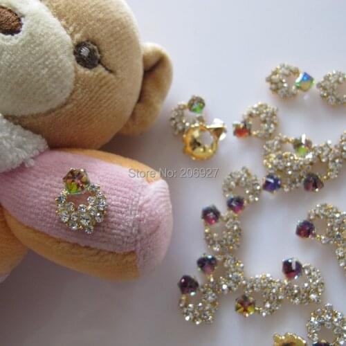 MD-428 10pcs Fancy AB Stone Gold Deco Metal Charms Metal Deco Charms Nail Art